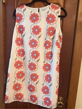 PrettyGarden Floral A-Line Dress in Coral and Cream
